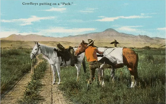 “Cowboys Putting on a Pack” print